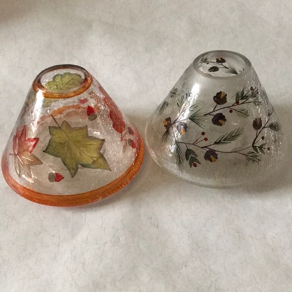 2 Yankee Candle Toppers Crackled Glass